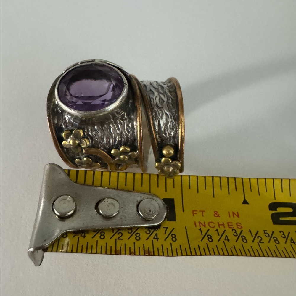Custom Made Amethyst, Silver, Copper Ring Unique … - image 5